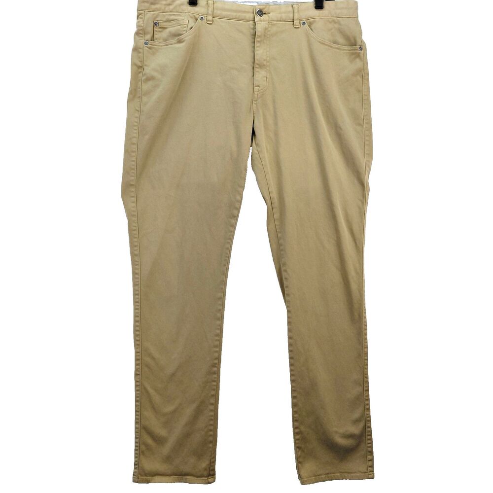 Peter Millar Ultimate Sateen 5 Pocket Pants Mens 38x33 Khaki Golf Chinos ME0B39